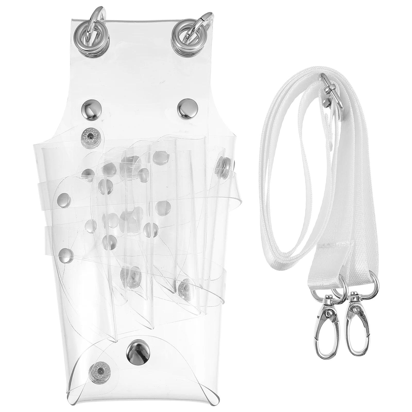 투명 벨트 미용 도구 케이스 스타일링 메신저 컨테이너 PVC 투명 파우치 키트, 헤어 가위 가방